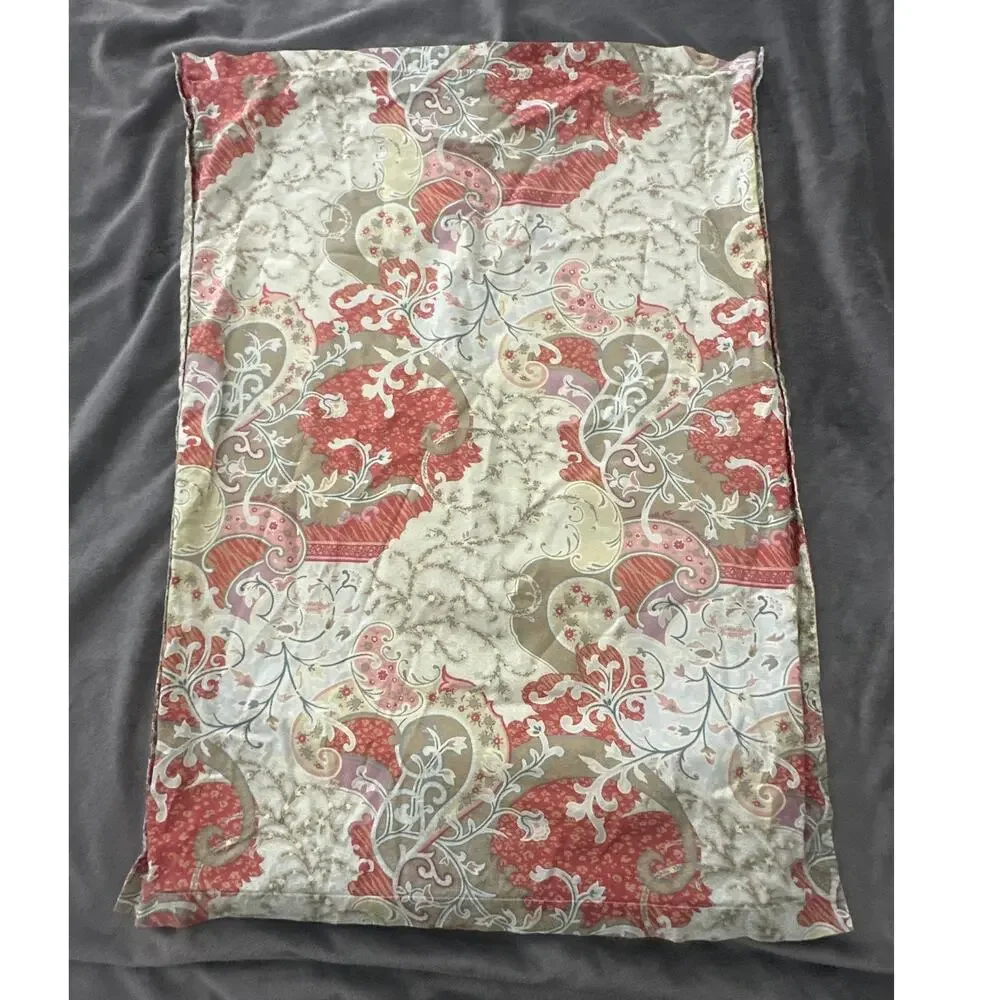 Pottery Barn Pillow Case Monreal Paisley Print Green Red Beige 20 x 27 Italy